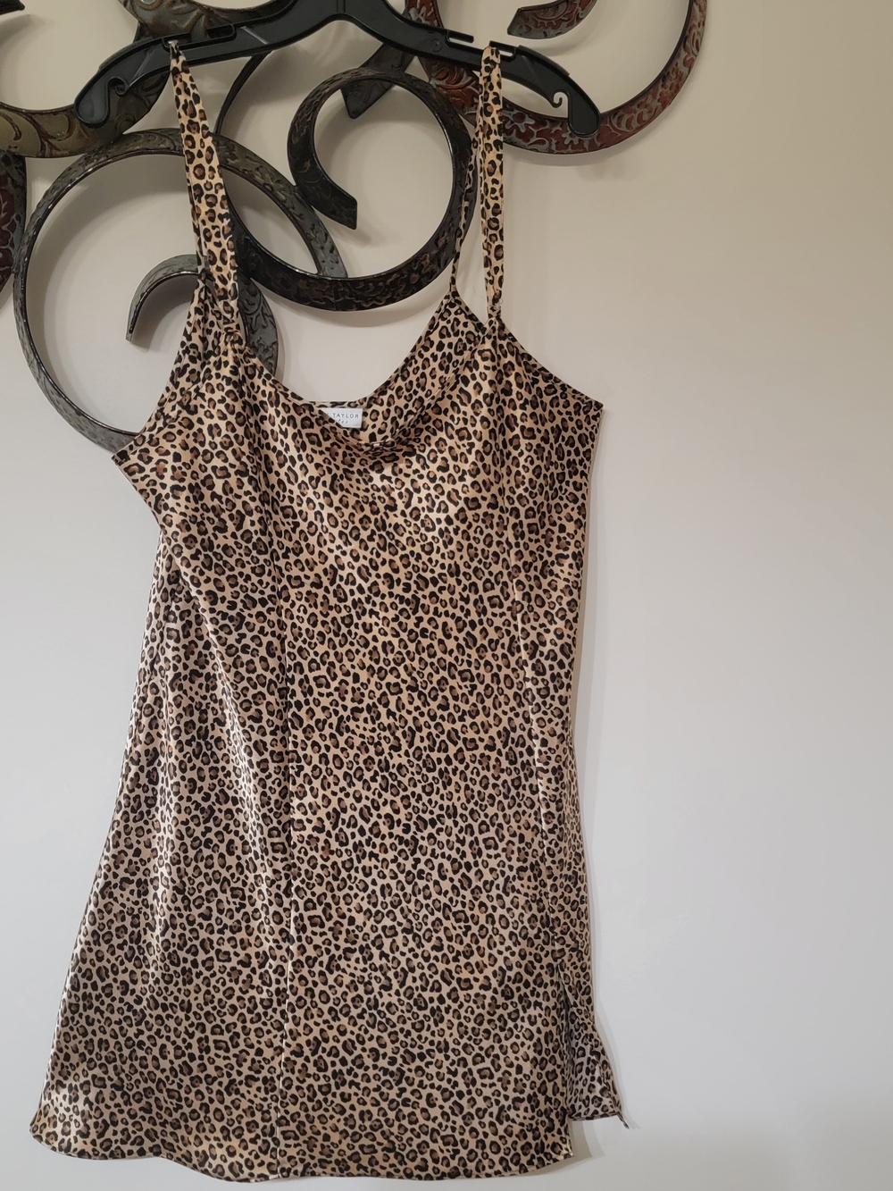 Morgan Taylor Leopard Print Satin Cami - Beige and Black